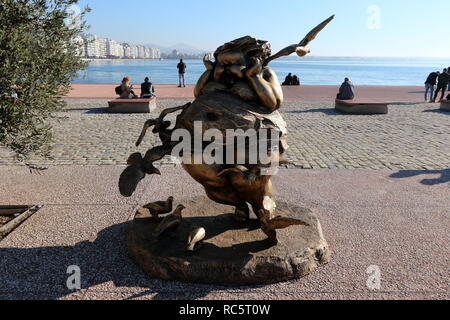 Statue by the Chinese artist  Xu Xongfei exhibited  in Thessaloniki, Greece, between December 17 and December 24, 2018. Stock Photo
