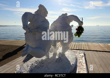 Statue by the Chinese artist  Xu Xongfei exhibited in Thessaloniki, Greece, between December 17 and December 24, 2018. Stock Photo