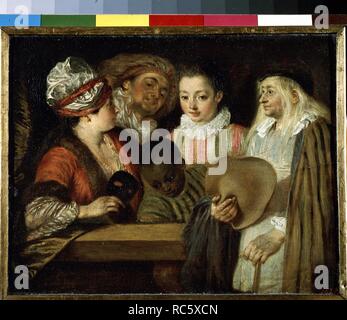 Actors of the Comédie Française. Museum: State Hermitage, St. Petersburg. Author: Watteau, Jean Antoine. Stock Photo