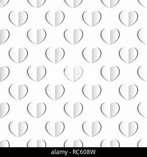 Heart White Paper Seamless Pattern Background Stock Vector