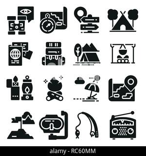 Set of icons and symbols for camping and hiking. Vector illustration - Adventure Stock Vector