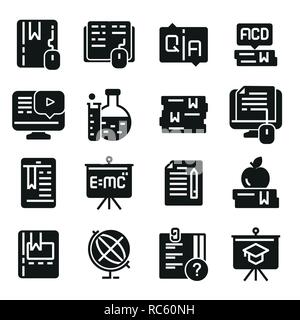Vector gray Education and stydying set on white background icons Stock Vector