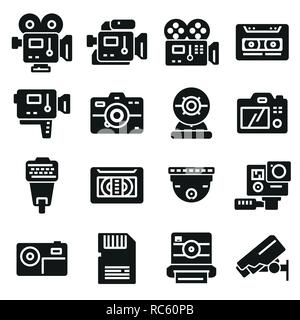 Vector gray Video and Camera icons set on white background Stock Vector