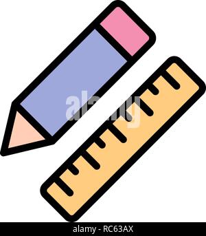 Vector Pencil & Ruler Icon Stock Vector