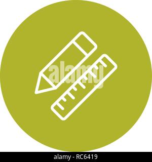 Vector Pencil & Ruler Icon Stock Vector
