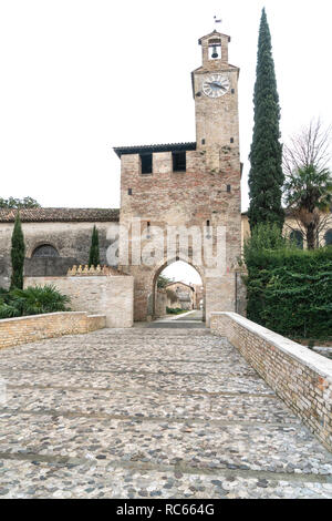 Entrance door to the medieval fort in the small town of Cordovado, Friuli Venezia Giulia region, Italy Stock Photo