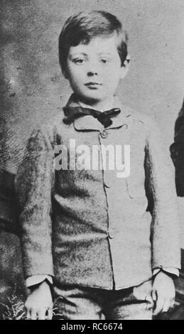 Winston Churchill aged five. Portrait photograph taken in Dublin, Eire. Stock Photo