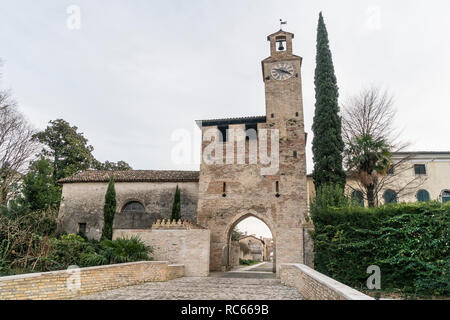 Entrance door to the medieval fort in the small town of Cordovado, Friuli Venezia Giulia region, Italy Stock Photo