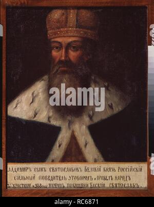 Portrait of Grand prince of Kiev Vladimir the Great (960-1015). Museum: State Central Artillery Museum, St. Petersburg. Author: Russian master. Stock Photo