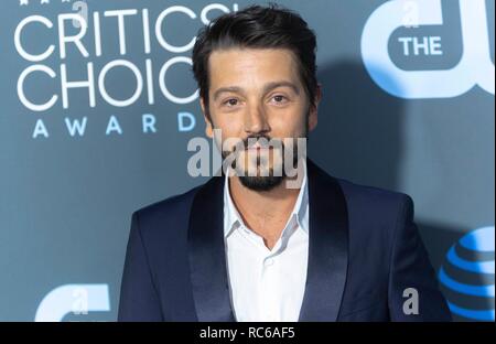 Santa Monica, California, USA. 13th Jan 2019. Diego Luna attends the 24th Annual Critics' Choice Awards at Barker Hangar in Santa Monica, Los Angeles, California, USA, on 13 January 2019. | usage worldwide Credit: dpa picture alliance/Alamy Live News Stock Photo