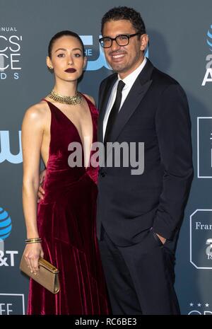 Emmy Rossum and Sam Esmail attend the 24th Annual Critics' Choice Awards at Barker Hangar in Santa Monica, Los Angeles, California, USA, on 13 January 2019. | usage worldwide Stock Photo