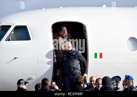 Rome, Italy. 14th Jan, 2019. Rome, Arrival at Ciampino airport by Cesare Battisti. Credit: Independent Photo Agency/Alamy Live News Stock Photo