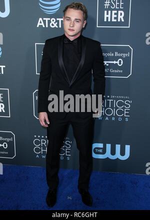 Santa Monica, United States. 13th Jan, 2019. SANTA MONICA, LOS ANGELES, CA, USA - JANUARY 13: Ben Hardy arrives at the 24th Annual Critics' Choice Awards held at the Barker Hangar on January 13, 2019 in Santa Monica, Los Angeles, California, United States. (Photo by Xavier Collin/Image Press Agency) Credit: Image Press Agency/Alamy Live News Stock Photo