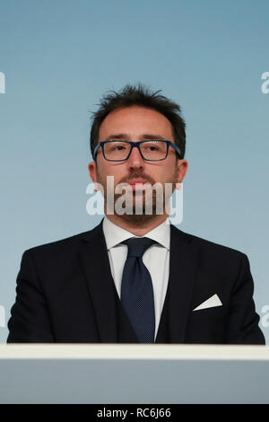 Rome, Italy. 14th January, 2019. Alfonso Bonafede Rome January 14th 2019. Press conference of the Minister of the Internal Affairs, of the Premier and of the Minister of Justice. Foto Samantha Zucchi Insidefoto Credit: insidefoto srl/Alamy Live News Stock Photo