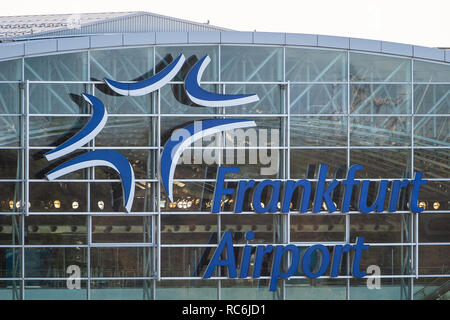 Facade of Terminal 2 at Frankfurt Airport with the Fraport logo Stock ...