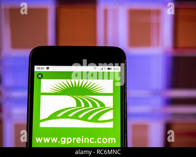 Kiev, Ukraine. 14th Jan, 2019. Green Plains Inc. Company logo seen displayed on a smart phone. Credit: Igor Golovniov/SOPA Images/ZUMA Wire/Alamy Live News Stock Photo