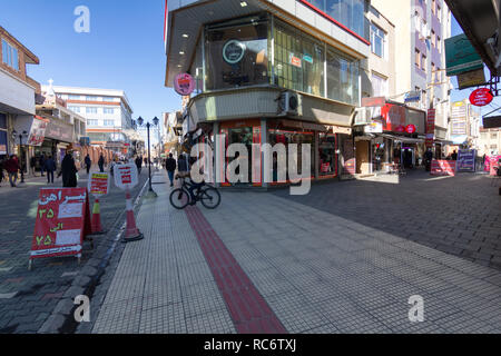 Cobblestone pavement, Khayyam street, The pavement shops, West Azerbaijan province, Urmia, Iran Stock Photo