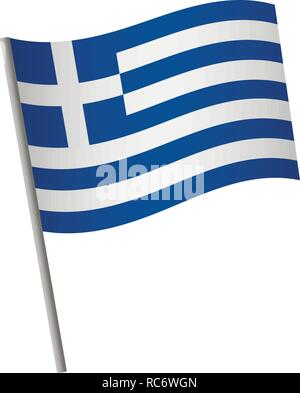 Greece flag icon. National flag of Greece on a pole vector illustration. Stock Vector