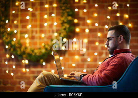 Working in decorated office Stock Photo