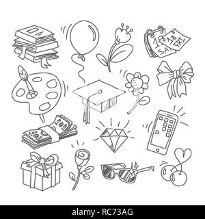 Lifestyle doodle icons set, vector signs, sketchy hand drawn style Stock Vector