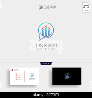 message, chat, forum accounting financial logo template, icon elements vector illustration with business card Stock Vector
