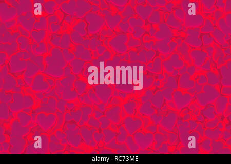 Valentine's Day Abstract 3D Background With Glowing Red and Pink Hearts Stock Photo