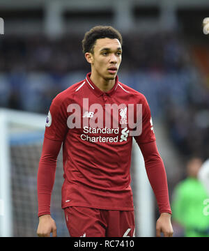 Trent Alexander-Arnold of Liverpool during the Premier League match between  Brighton & Hove Albion and Liverpool at the American Express Community Stadium . 12 January 2019 Editorial use only. No merchandising. For Football images FA and Premier League restrictions apply inc. no internet/mobile usage without FAPL license - for details contact Football Dataco Stock Photo