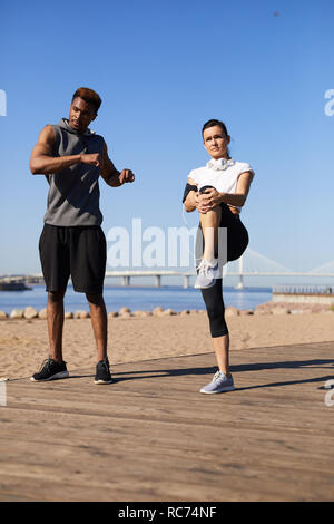 Doing warmup Stock Photo