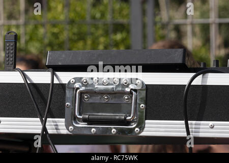 Music DJ portable mixer console Stock Photo