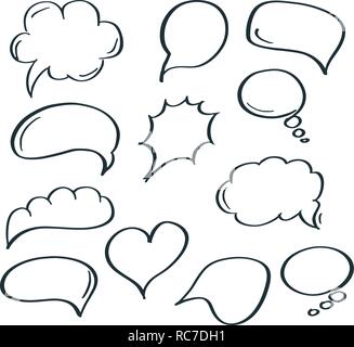 Set of hand drawn speech bubbles isolated Stock Vector