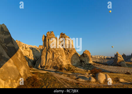 Hot air balloon flight over the mountains of Cappadocia Turkey Stock Photo