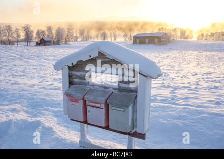 Mailboxes in the winter Stock Photo