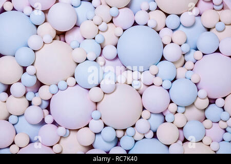 Colored foam balls in various sizes. Wedding decoration multicolored balls as a background. Texture round shape. Stock Photo