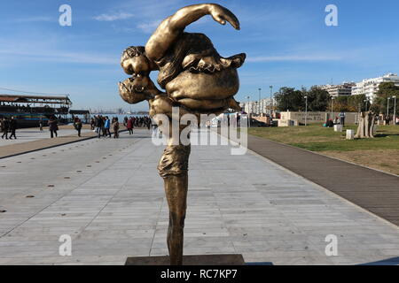 Part of a statue by the Chinese artist  Xu Xongfei exhibited  in Thessaloniki, Greece, between December 17 and December 24, 2018. Stock Photo