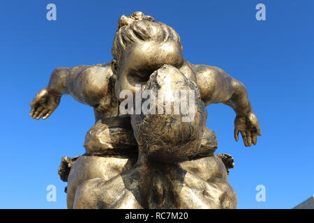 Part of a statue by the Chinese artist  Xu Xongfei exhibited  in Thessaloniki, Greece between December 17 and December 24, 2018. Stock Photo