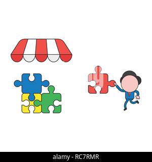 Three puzzle pieces connected black and white vector illustration Stock ...