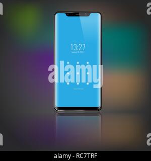 Sartphone with password lockpad screen. 3d Touchscreen smartphone screen lock. Vector illustration. Stock Vector