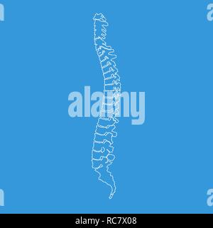Illustration white spine diagnostic symbol or sign design. Dotted outline or line art style vector illustration. Stock Vector