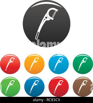 Floss pick icons set 9 color vector isolated on white for any design Stock Vector