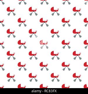 Baby pram carriage pattern seamless vector repeat for any web design Stock Vector