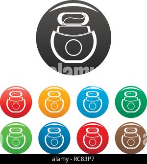 Floss open box icons set 9 color vector isolated on white for any design Stock Vector