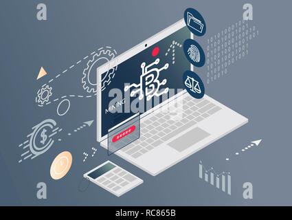 Challenges with Cryptocurrency Abstract Illustration as EPS 10 File Stock Vector