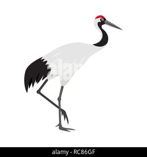 Red Crowned Crane icon vector, filled flat sign, solid pictogram ...