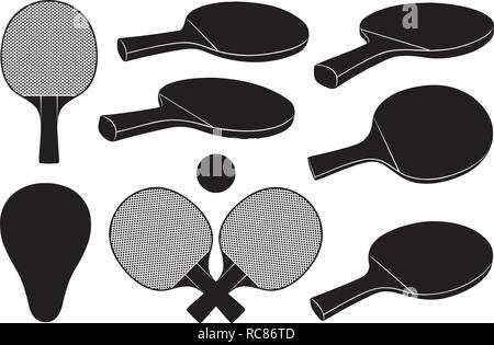 Set of different ping pong rackets isolated on white Stock Vector