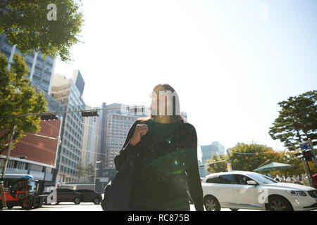 Tourist exploring city, Seoul, South Korea Stock Photo