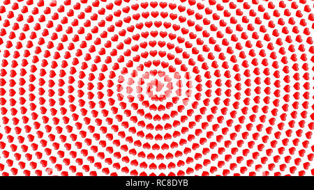 Simple 3d small hearts spiral pattern on white background, large size texture Stock Photo