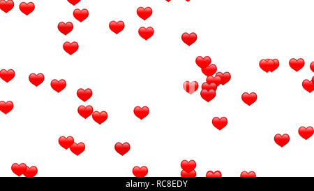 Simple 3d small hearts randomly scattered on white background, large size texture Stock Photo