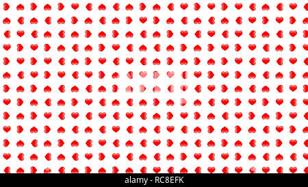 Simple 3d small hearts pattern on white background, large size texture Stock Photo
