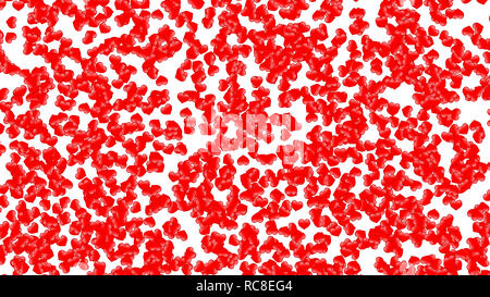 Simple 3d small hearts randomly scattered on white background, large size texture Stock Photo
