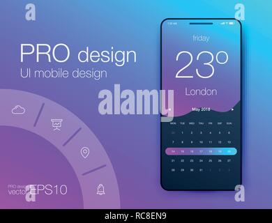 Weather Forecast App Ux Ui Design. Stock vector Stock Vector